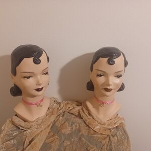 Vintage Style Mannequin Heads with Pink Accents